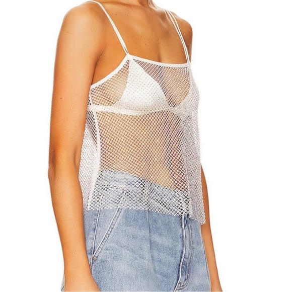 NWT- WeWoreWhat x Revolve Crystal Mesh Cami Top - Picture 3 of 10